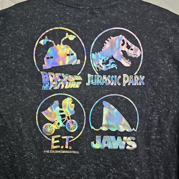 Universal Studios Unisex XL Black Tee Shirt Jaws ET Jurassic Park Back To Future - Picture 9 of 9